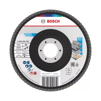   Bosch X451 legyezőtárcsa fémhez és fához, egyenes, Alox - 125 mm, 22,23 mm, G80, 1 db