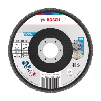   Bosch X451 legyezőtárcsa fémhez és fához, egyenes, Alox - 125 mm, 22,23 mm, G120