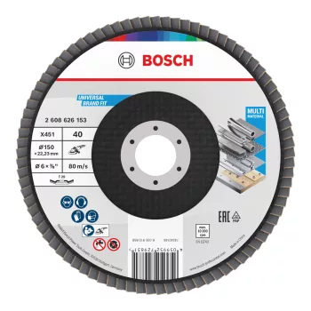   Bosch X451 legyezőtárcsa fémhez és fához, kúpos, Alox - 150 mm, 22,23 mm, G40, 1db