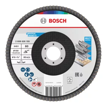   Bosch X451 legyezőtárcsa fémhez és fához, kúpos, Alox - 150 mm, 22,23 mm, G80, 1db