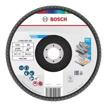   Bosch X451 legyezőtárcsa fémhez és fához, kúpos, Alox - 180 mm, 22,23 mm, G40 1db