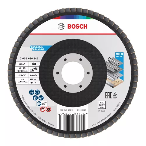 Bosch X451 legyezőtárcsa fémhez és fához, egyenes, Alox - mm, 22,23 mm, G40, 15 db