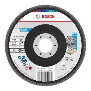   Bosch X451 legyezőtárcsa fémhez és fához, egyenes, Alox - 125 mm, 22,23 mm, G60, 15 db