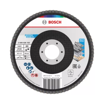   Bosch X451 legyezőtárcsa fémhez és fához, egyenes, Alox - 125 mm, 22,23 mm, G80, 15 db