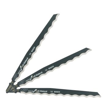   Bosch PRO Soft Material T313AW szúrófűrészlap, 152 mm, 3 db, Bőr, Gumi, Polisztirol