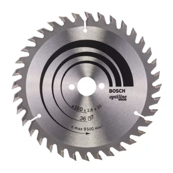   Bosch PRO Wood körfűrészlap, 160x2,6x20 mm 36 fog, kemény fa, rétegelt lemez, forgácslap