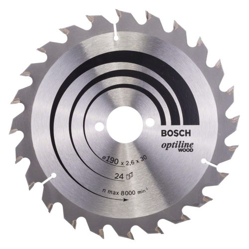 Bosch körfűrészlap fához 190x2,6x30mm, 24 fog