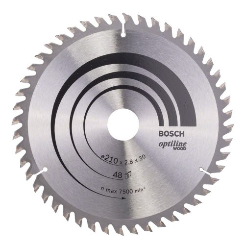 Bosch PRO Wood körfűrészlap, 210x2,8x30 mm 48 fog, kemény fa, rétegelt lemez, forgácslap