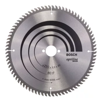   Bosch PRO Wood körfűrészlap, 250x3,2x30 mm 80 fog, kemény fa, rétegelt lemez, forgácslap