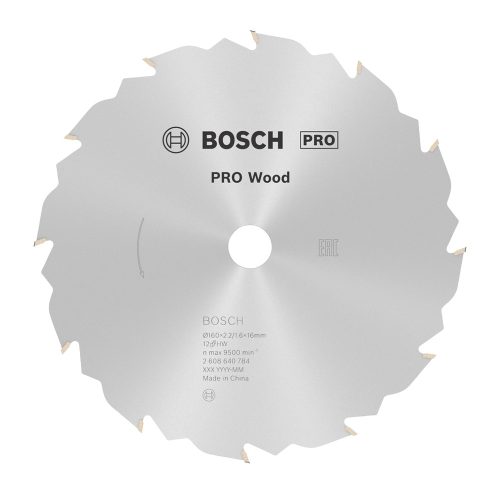 Bosch PRO Wood körfűrészlap, 160x2,2x16 mm 12 fog, kemény fa, rétegelt lemez, forgácslap