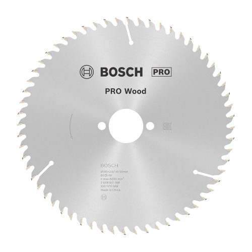 Bosch PRO Wood körfűrészlap, 190x2,6x30 mm 60 fog, kemény fa, rétegelt lemez, forgácslap