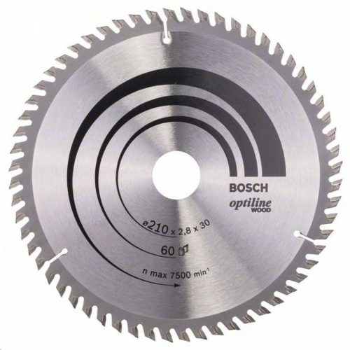Bosch PRO Wood körfűrészlap, 210x2,8x30 mm 60 fog, kemény fa, rétegelt lemez, forgácslap