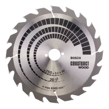  Bosch PRO Construct Wood körfűrészlap, 250x3,2x30 mm 20 fog, építőipari és szennyezett fához