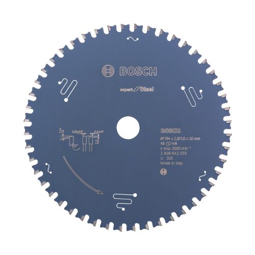 Bosch EXPERT Steel körfűrészlap 184x2,0/1,6 T48 fog, HLTCG kézi fűrészekhez, acélhoz