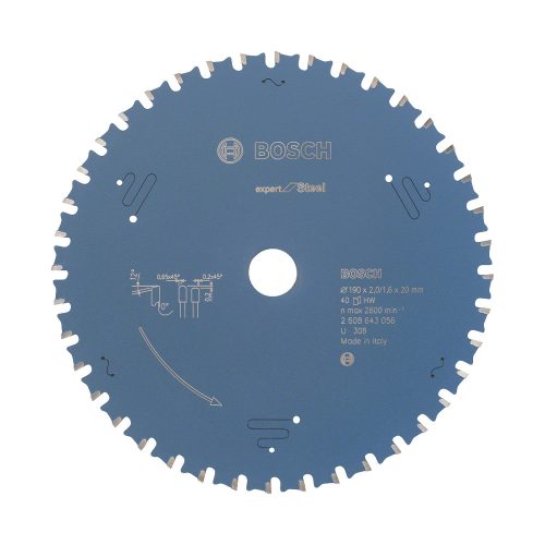 Bosch EXPERT Steel körfűrészlap 190x2,0/1,6 T40 fog, HLTCG kézi fűrészekhez, acélhoz