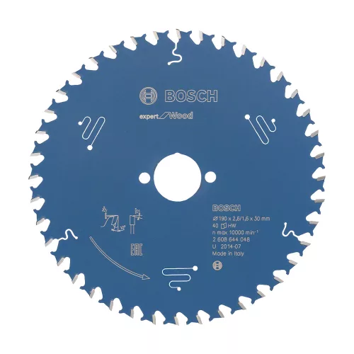 Bosch EXPERT Wood körfűrészlap 190x2,6/1,6 30 T40 fog, ATB kézi fűrészekhez, fához