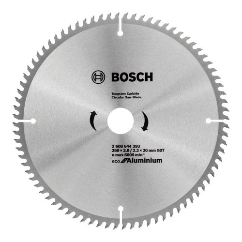 Bosch körfűrészlap alumíniumhoz 250x2,2x30mm, 80 fog