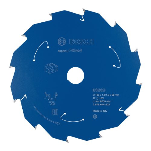 Bosch EXPERT Wood körfűrészlap akkumulátoros körfűrészekhez 160x1,5/1,0 20 mm, T12 fog, fához