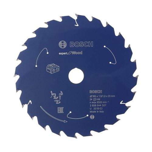 Bosch EXPERT Wood körfűrészlap akkumulátoros körfűrészekhez 165x1,5/1,2 20 mm, T24 fog, fához