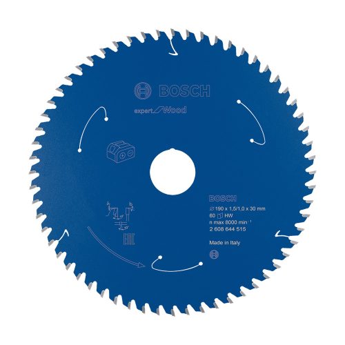 Bosch EXPERT Wood körfűrészlap akkus körfűrészekhez 190x1,5/1,0 30/20 mm, T60 , fához