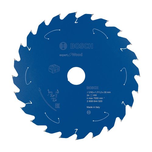 Bosch EXPERT Wood körfűrészlap akkus asztali körfűrészekhez 216x1,7/1,2 30 mm, T24 , fához