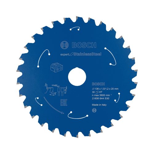 Bosch EXPERT körfűrészlap akkus gépekhez 136x1,5/1,2 20mm, T30 fog, rozsdamentes acélhoz