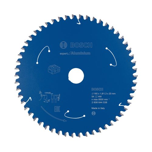 Bosch EXPERT körfűrészlap 160x1,8/1,3 20mm, T54 fog akkus kézi géphez, alumínium, nemvasfém