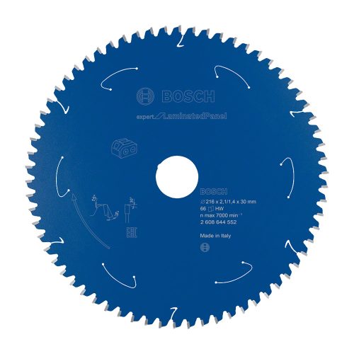 Bosch EXPERT körfűrészlap 216x2,1/1,4 30mm, T66 fog akkus asztali körfűrészekhez, parkettához