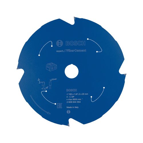 Bosch EXPERT körfűrészlap akkumulátoros körfűrészekhez 160x1,8/1,2 20mm, T4 fog, betonitlaphoz