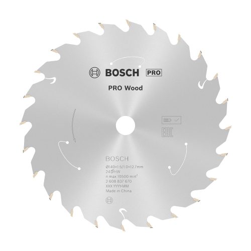 Bosch PRO Wood körfűrészlap akkus géphez, 140x1,5x12,7 mm 24 fog, kemény fa, forgácslap