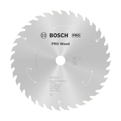 Bosch PRO Wood körfűrészlap akkus géphez, 165x1,5x15,875 mm 36 fog, kemény fa, forgácslap