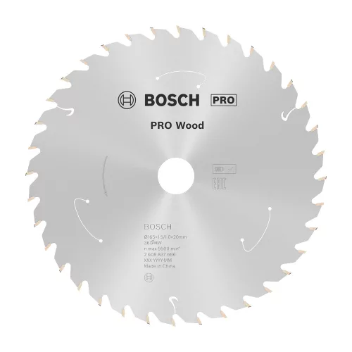 Bosch PRO Wood körfűrészlap akkus géphez, 165x1,5x20 mm 36 fog, kemény fa, forgácslap