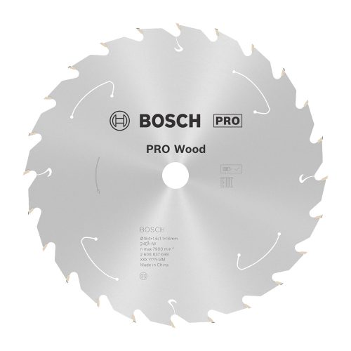 Bosch PRO Wood körfűrészlap akkus géphez, 184x1,6x16 mm 24 fog, kemény fa, forgácslap