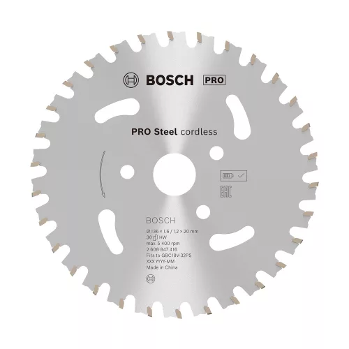 Bosch PRO Körfűrész Steel akus körfűrészlap 136x20x1.6/1.2 30 - Acél betonvas átvágására
