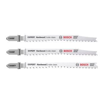   Bosch EXPERT clean szett, 3 db 2x T 308 BF, BOF szúrófűrészlap keményfa, műanyag bevonatú fa (Regisztrációval akár ajándék is elérhető!)
