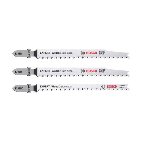 Bosch EXPERT szúrófűrészlap-készlet 3 db 2xT308B, 1xT308BO tömör fa bútorlap, rétegelt lemez