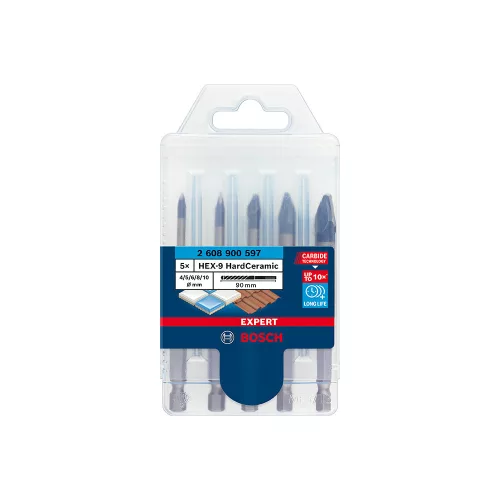 Bosch EXPERT HEX-9 Hard Ceramic csempefúrószár készlet 4/5/6/8/10mm 5 részes