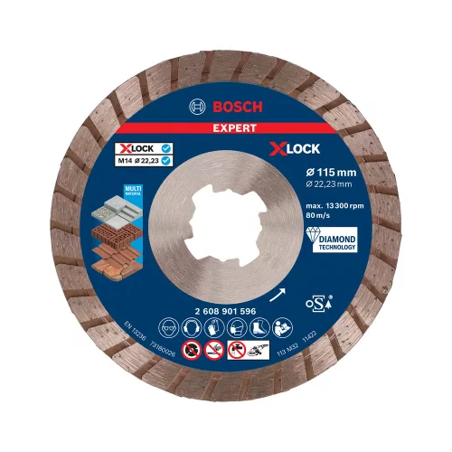 Bosch EXPERT MultiMaterial Turbo X-Lock,M14 gyémánt vágótárcsa 115mm beton, hosszú élettartam (Regisztrációval akár ajándék is elérhető!)