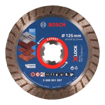  Bosch EXPERT MultiMaterial Turbo X-Lock,M14 gyémánt vágótárcsa 125mm beton, hosszú élettartam