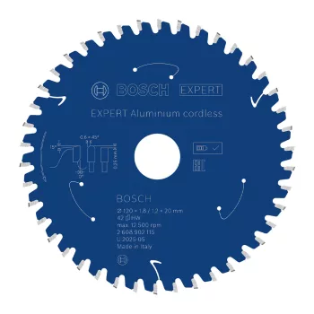   Bosch EXPERT körfűrészlap 120x1,8/1,2 20mm, T42 fog akkus kézi géphez, alumínium (Regisztrációval akár ajándék is elérhető!)