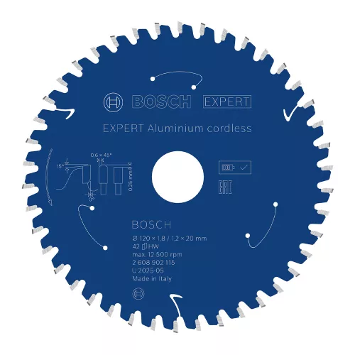 Bosch EXPERT körfűrészlap 120x1,8/1,2 20mm, T42 fog akkus kézi géphez, alumínium (Regisztrációval akár ajándék is elérhető!)