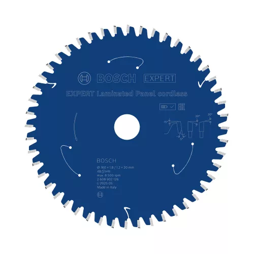 Bosch EXPERT körfűrészlap 160x1,8/1,2x20mm, T48 fog akkus kézi fűrészekhez, parkettához