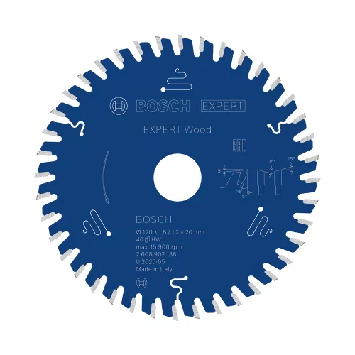 Bosch EXPERT Wood körfűrészlap 120x1,8/1,3 20 T40 fog, ATB kézi fűrészekhez, fához