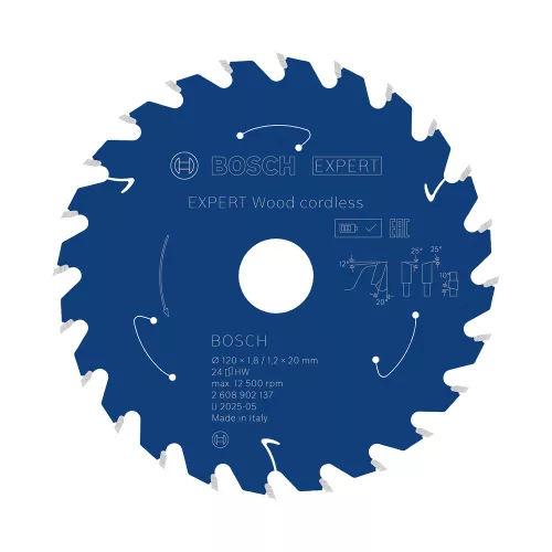 Bosch EXPERT Wood körfűrészlap akkumulátoros körfűrészekhez 120x1,7/1,2 20 mm; T24 fog, fához