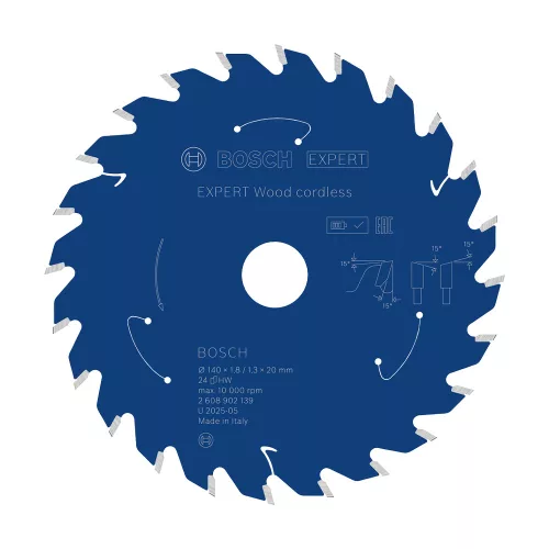 Bosch EXPERT Wood körfűrészlap akkumulátoros körfűrészekhez 140x1,8/1,3 10 mm, T24 fog, fához