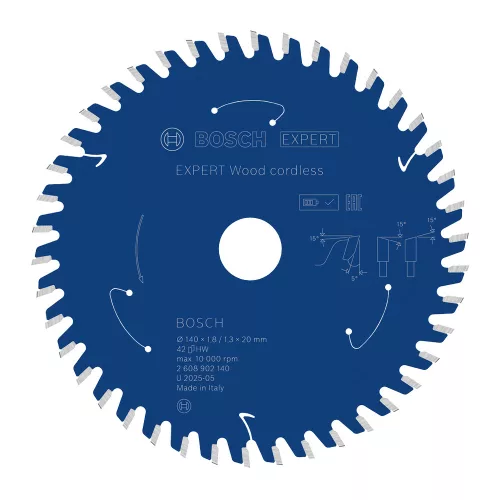 Bosch EXPERT Wood körfűrészlap akkumulátoros körfűrészekhez 140x1,3/1,8 10 mm, T42 fog, fához