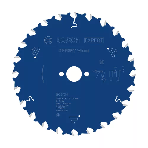 Bosch EXPERT Wood körfűrészlap 160x1,8/1,3 20 T24 fog, ATB kézi fűrészekhez, fához