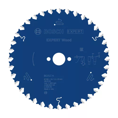 Bosch EXPERT Wood körfűrészlap 160x1,8/1,3 20 T36 fog, ATB kézi fűrészekhez, fához