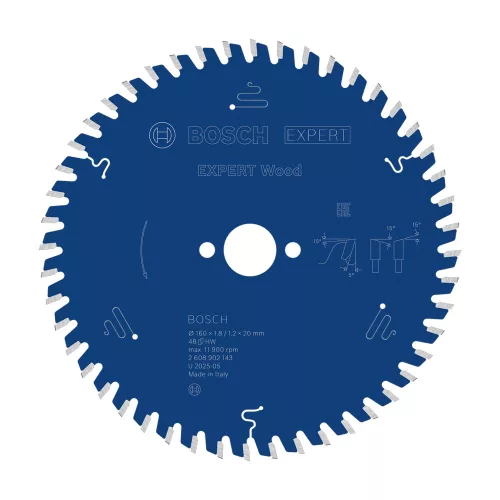 Bosch EXPERT Wood körfűrészlap 160x1,8/1,3 20 T48 fog, ATB kézi fűrészekhez, fához