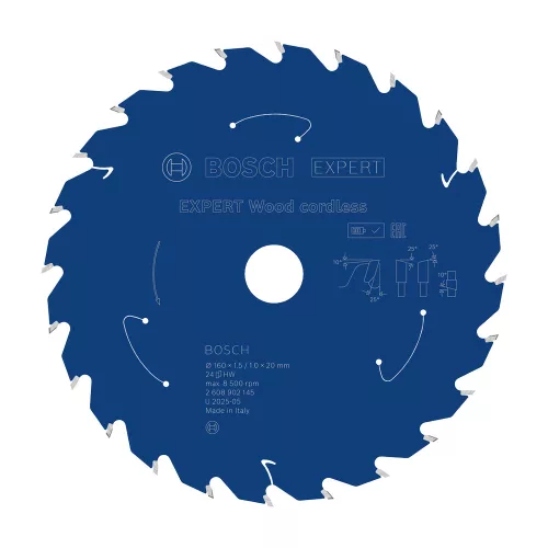 Bosch EXPERT Wood körfűrészlap akkumulátoros körfűrészekhez 160x1,5/1,0 20 mm, T24 fog, fához